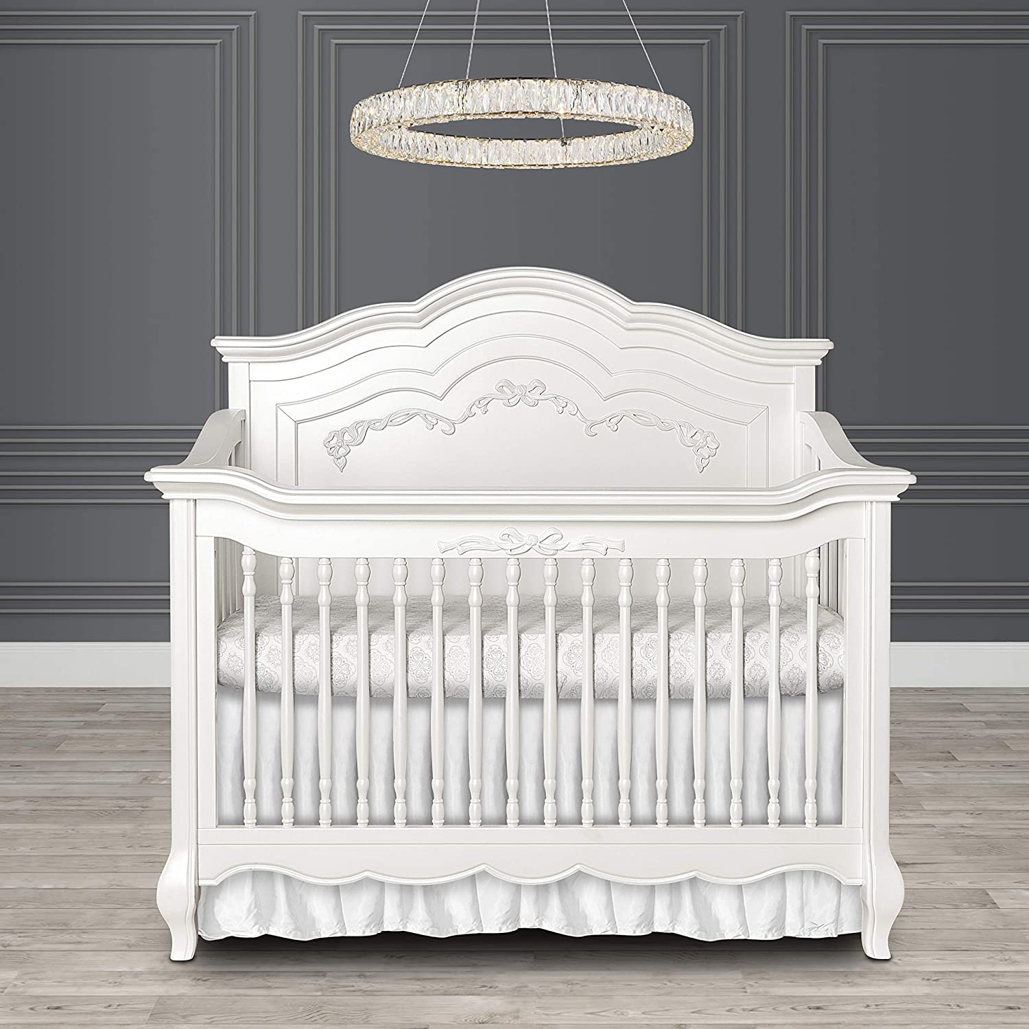 5 in 1 Curved Convertible Crib I Fairytale Nursery, Frost