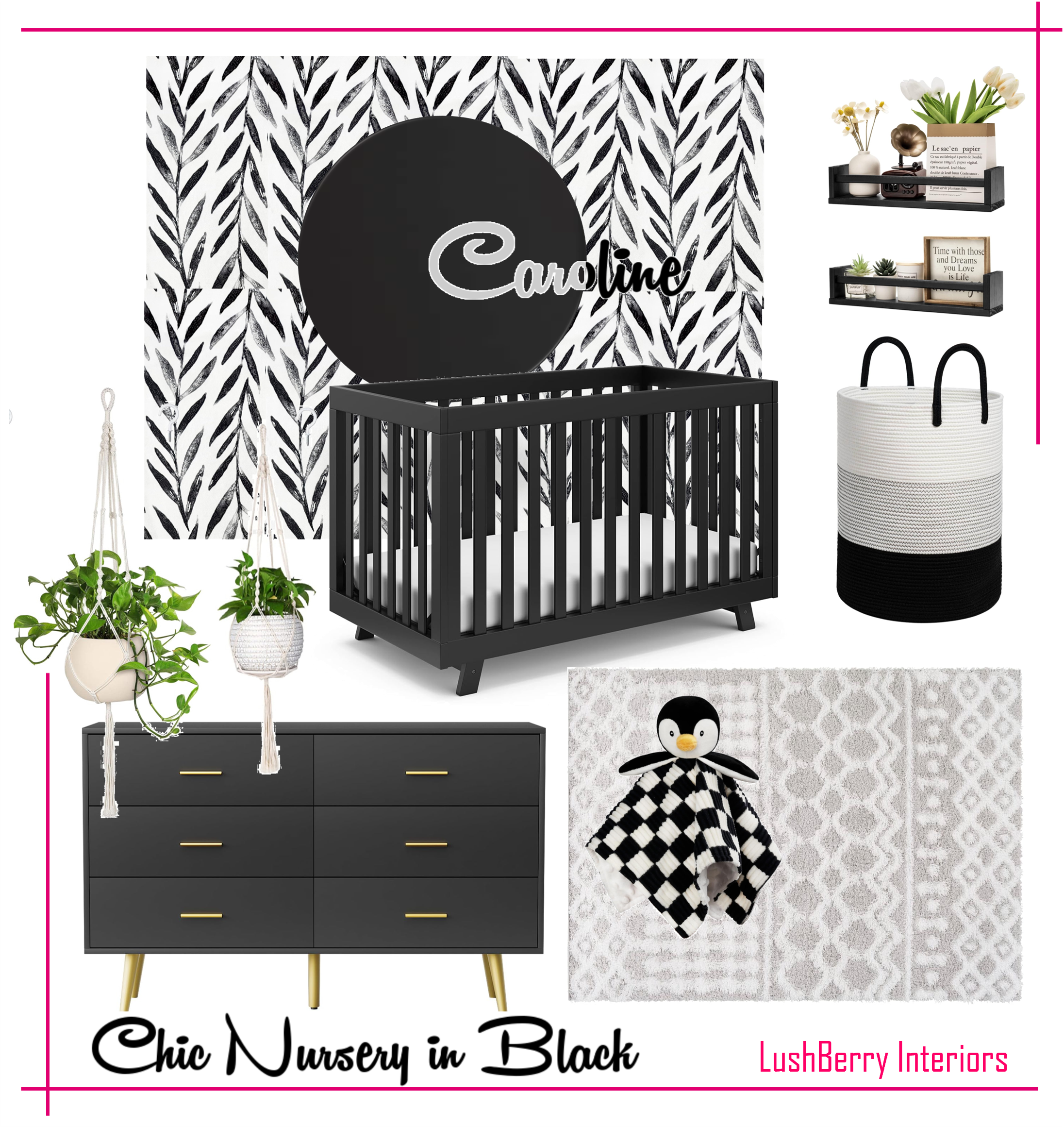 Chic Baby Nursery in Black and White - Mood board 1