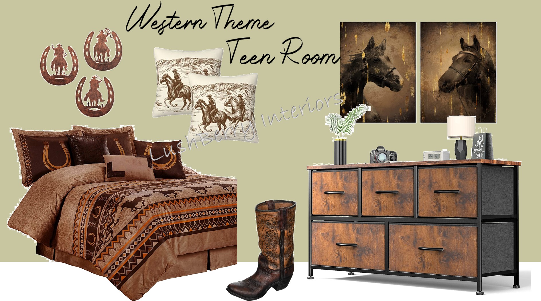 Western Themed Mood board Teen Boy