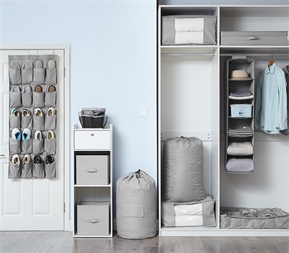 1PC Complete Dorm Organization Set - TUSK® Storage - Gray