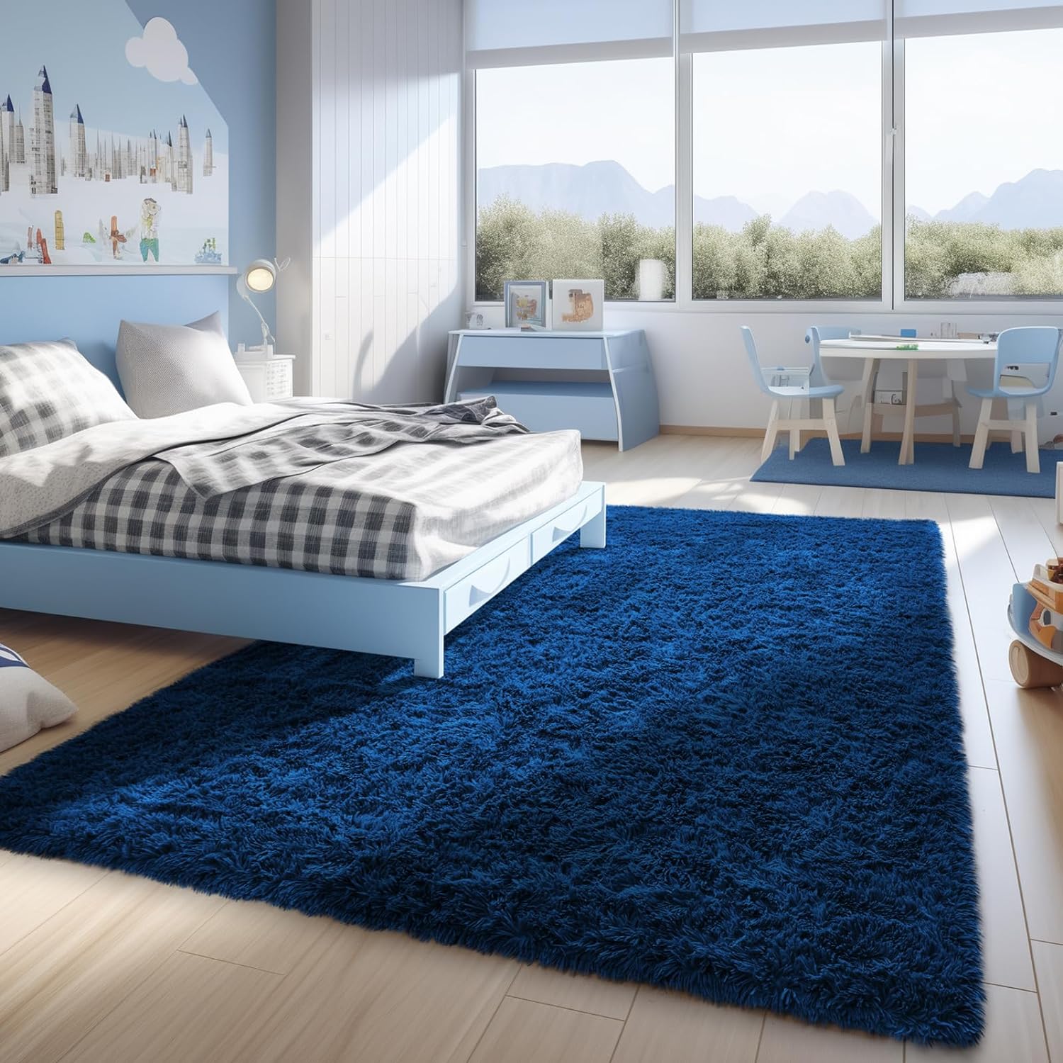 Shag rugs are a classic trend in a kids room