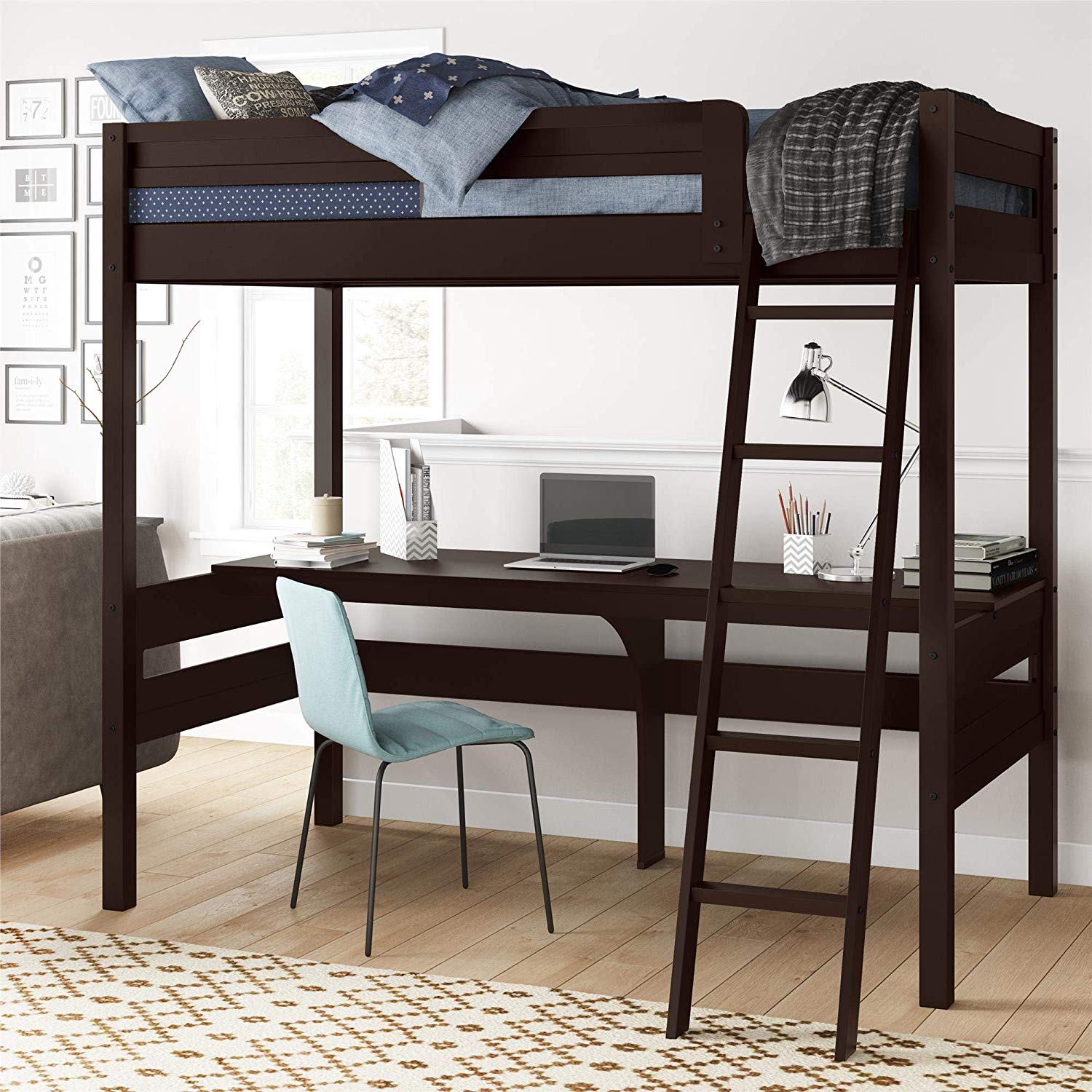 Harlan Wood Loft bed, Espresso or White