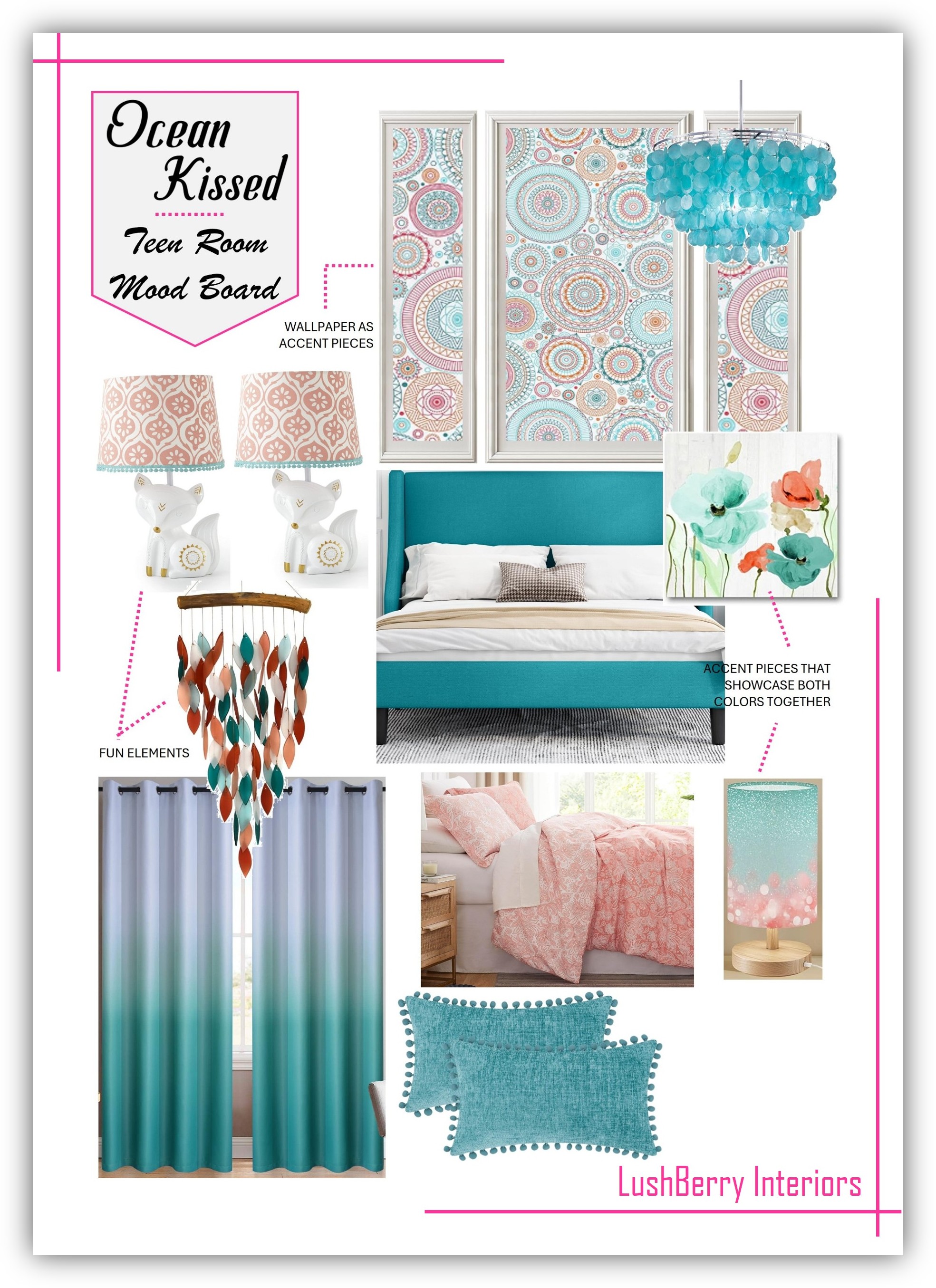 Teenage Girl Bedroom Ideas with Ocean Kissed  Moodboard