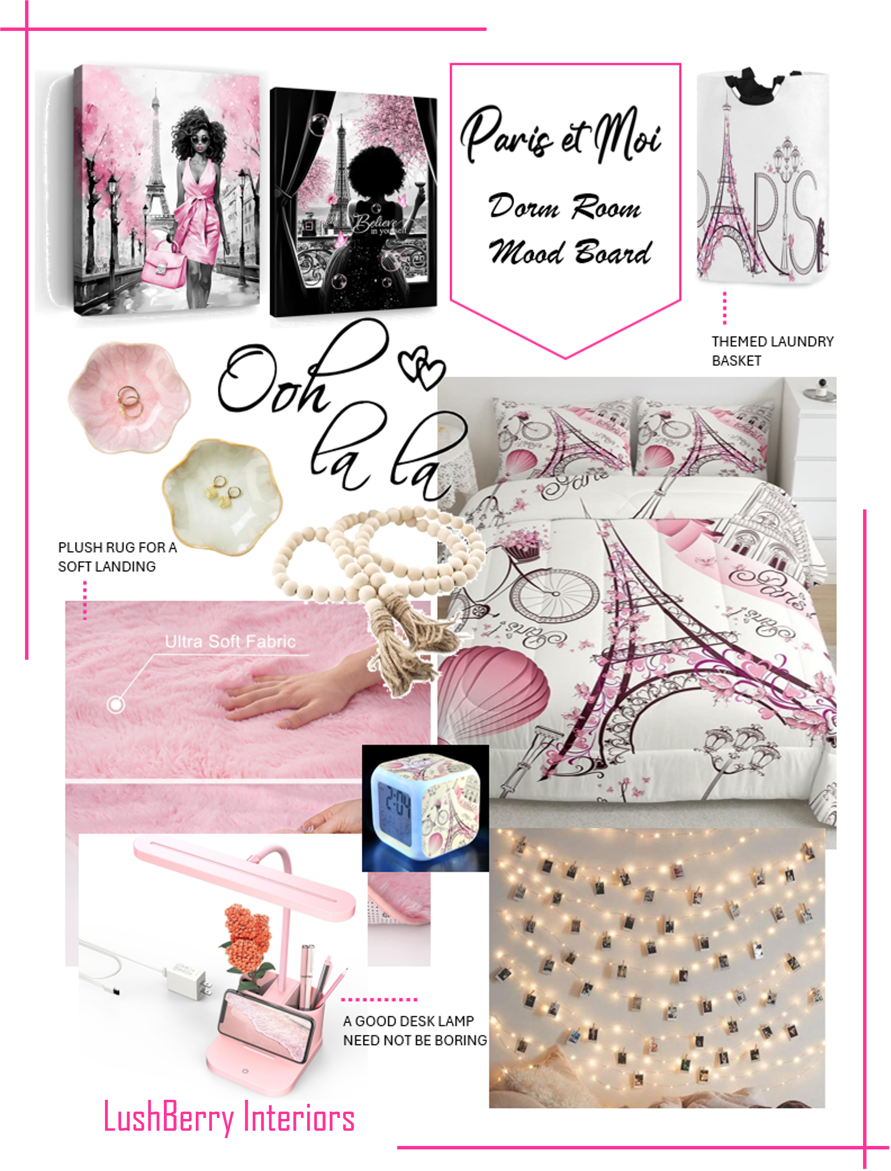 Dorm Room Mood board - Paris et Moi Mood board for Dorm Room