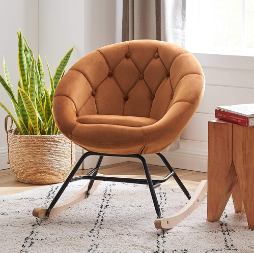 Velvet Tufted Modern Rocking Chair