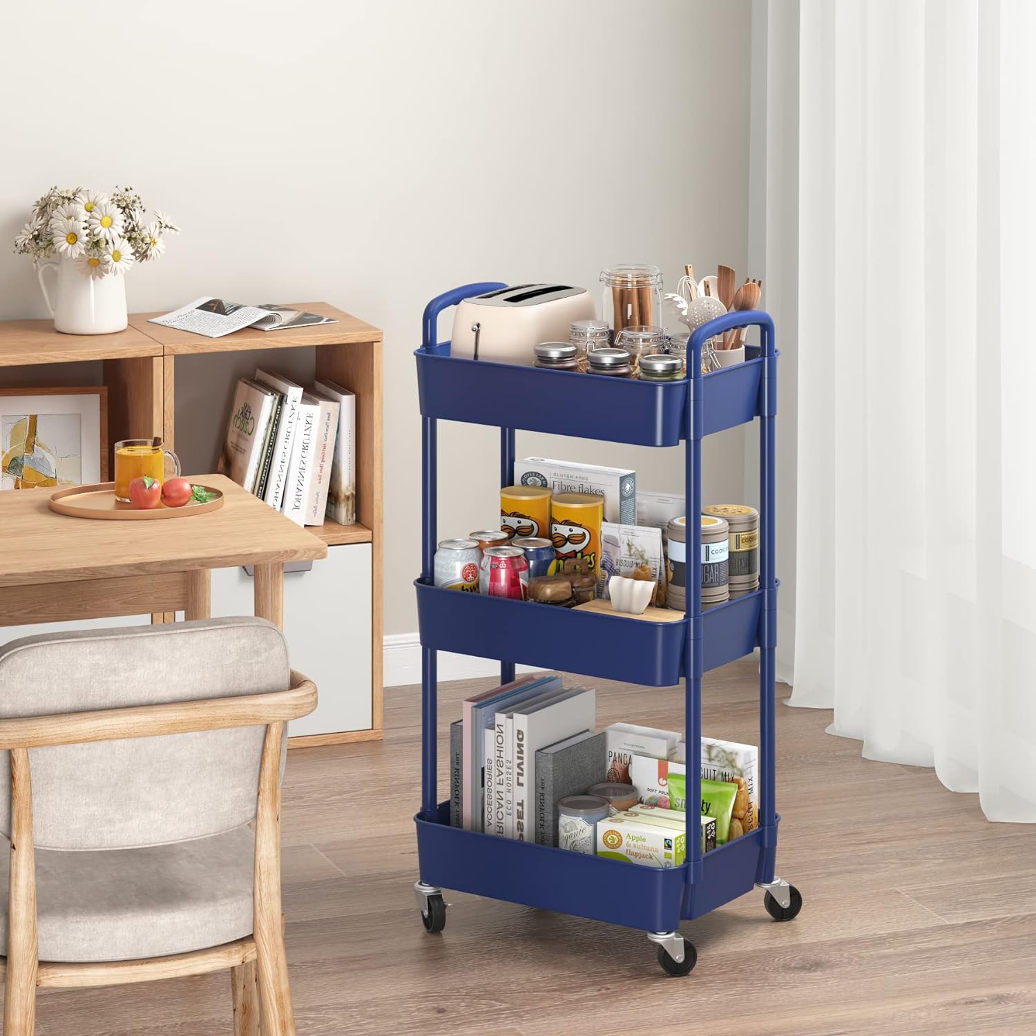 Rolling Cart for Dorm - Blue