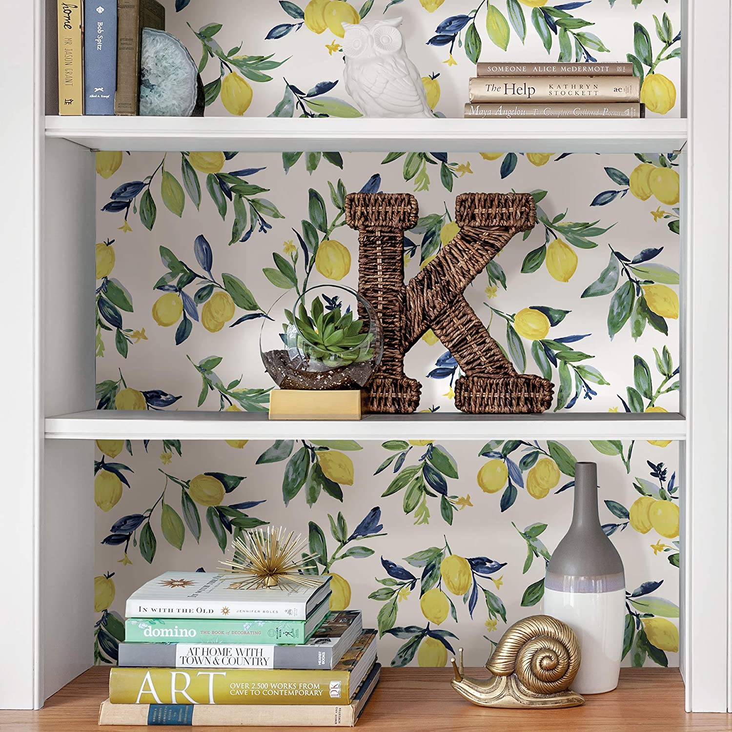 Make a cool statement with wallpaper behind the wall unit or bookcase