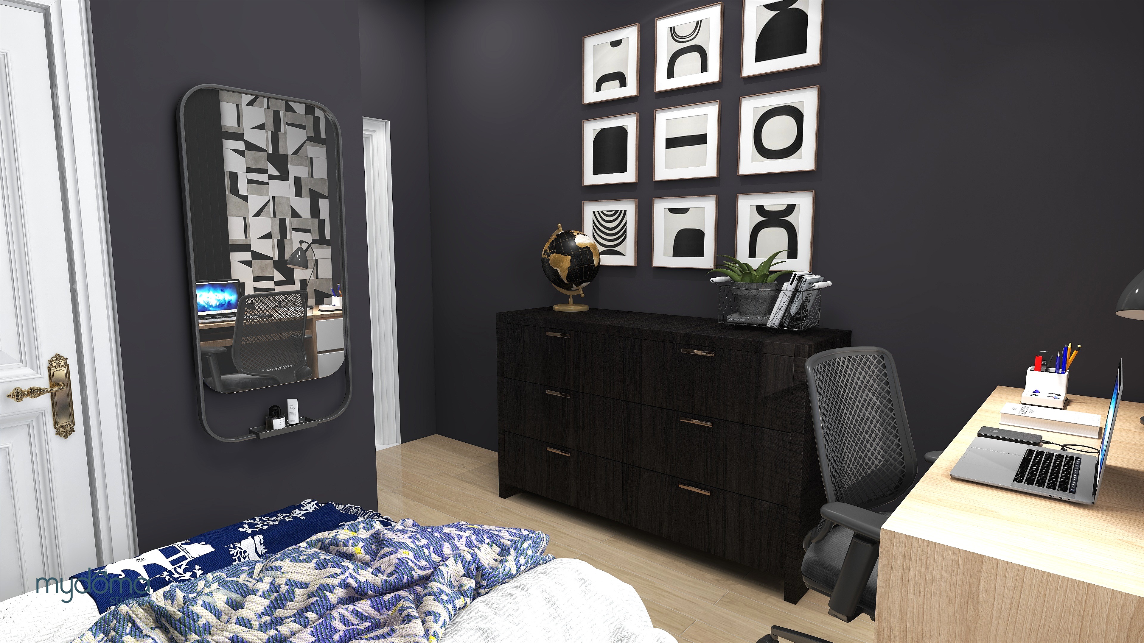 Black in Teen Room - edesign with 3D rendering