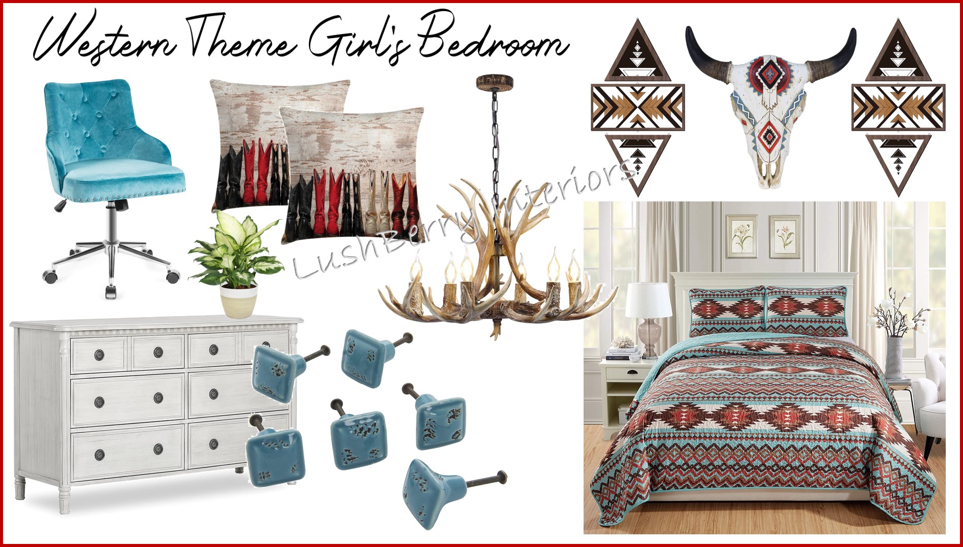 Western Themed Mood board Teen Girl