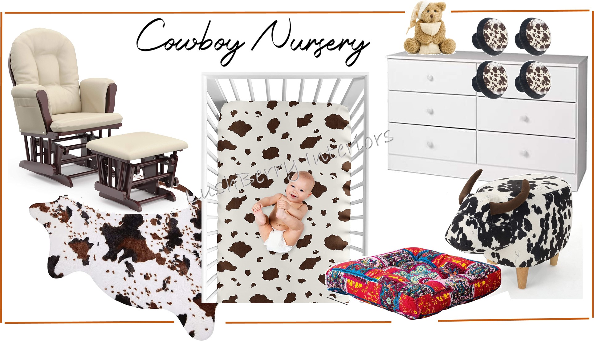 Western Themed or Cowboy Mood board Baby Nursery