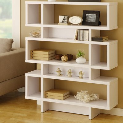 Celio Three-Tier Bookcase/Display Cabinet in Matte White